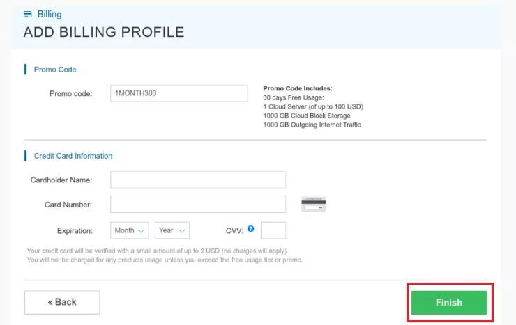 kamatera add billing information